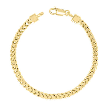 925 Sterling Silver Hollow Franco Chain Yellow 100 3.5mm