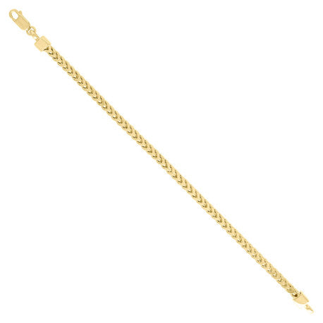 925 Sterling Silver Hollow Franco Chain Yellow 100 3.5mm