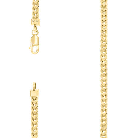 925 Sterling Silver Hollow Franco Chain Yellow 120 4.5mm
