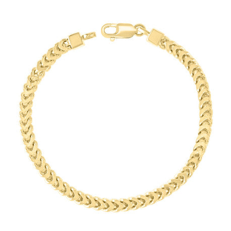 925 Sterling Silver Hollow Franco Chain Yellow 120 4.5mm