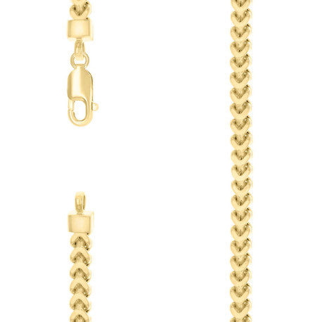 925 Sterling Silver Hollow Franco Chain Yellow 150 5.4mm