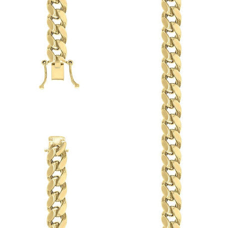 925 Sterling Silver Hollow Miami Cuban Chain Yellow 300 11mm