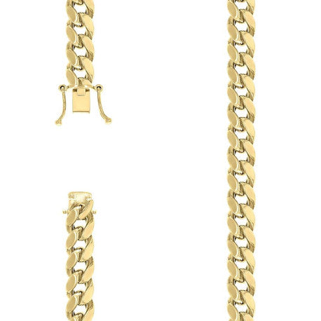 925 Sterling Silver Hollow Miami Cuban Chain Yellow 300 11mm