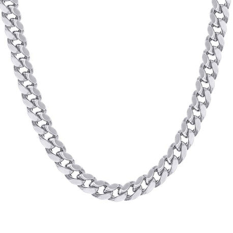 925 Sterling Silver Hollow Miami Cuban Chain Rhodium 300 11mm