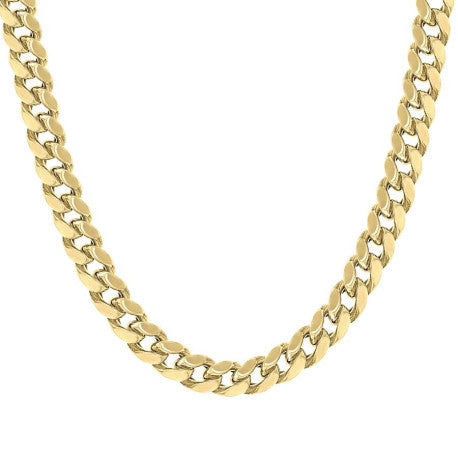 925 Sterling Silver Hollow Miami Cuban Chain Yellow 300 11mm