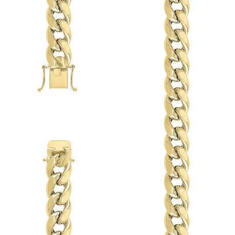 925 Sterling Silver Hollow Miami Cuban Chain Yellow 350 12.5mm