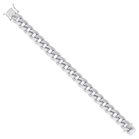 925 Sterling Silver Hollow Miami Cuban Chain Rhodium 350 12.5mm