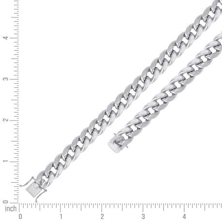 925 Sterling Silver Hollow Miami Cuban Chain Rhodium 350 12.5mm