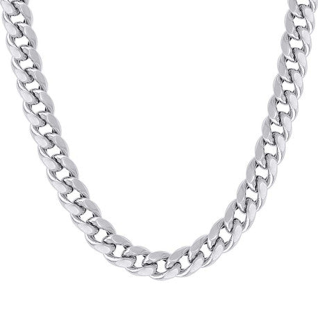 925 Sterling Silver Hollow Miami Cuban Chain Rhodium 350 12.5mm