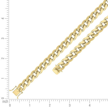925 Sterling Silver Hollow Miami Cuban Chain Yellow 350 12.5mm