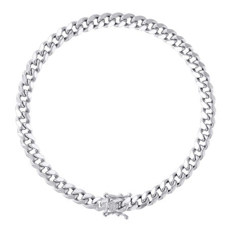 925 Sterling Silver Hollow Miami Cuban Chain Rhodium 150 5.2mm