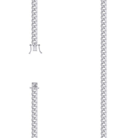 925 Sterling Silver Hollow Miami Cuban Chain Rhodium 150 5.2mm