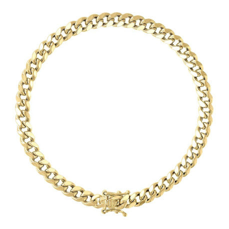 925 Sterling Silver Hollow Miami Cuban Chain Yellow 150 5.2mm
