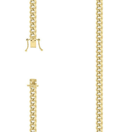 925 Sterling Silver Hollow Miami Cuban Chain Yellow 180 6.3mm