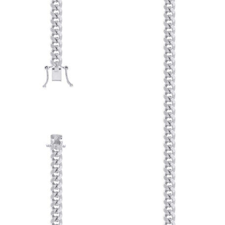 925 Sterling Silver Hollow Miami Cuban Chain Rhodium 180 6.3mm