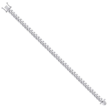925 Sterling Silver Hollow Miami Cuban Chain Rhodium 180 6.3mm