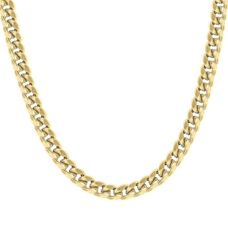 925 Sterling Silver Hollow Miami Cuban Chain Yellow 250 9mm