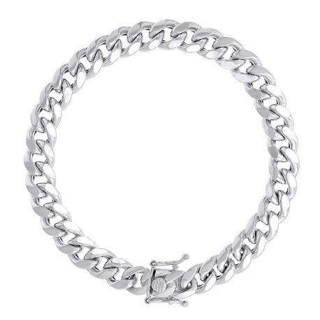 925 Sterling Silver Hollow Miami Cuban Chain Rhodium 250 9mm