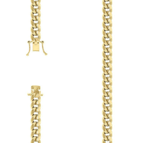 925 Sterling Silver Hollow Miami Cuban Chain Yellow 250 9mm