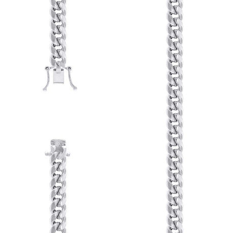 925 Sterling Silver Hollow Miami Cuban Chain Rhodium 250 9mm