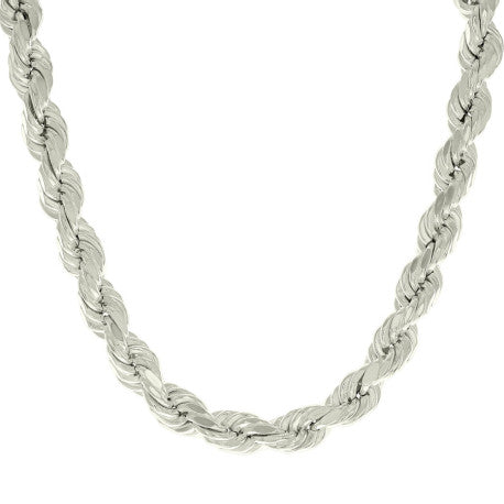 925 Sterling Silver Hollow Rope Chain Silver 190 10mm