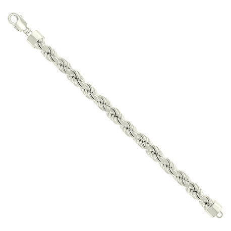 925 Sterling Silver Hollow Rope Chain Silver 190 10mm