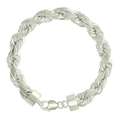 925 Sterling Silver Hollow Rope Chain Silver 210 11mm