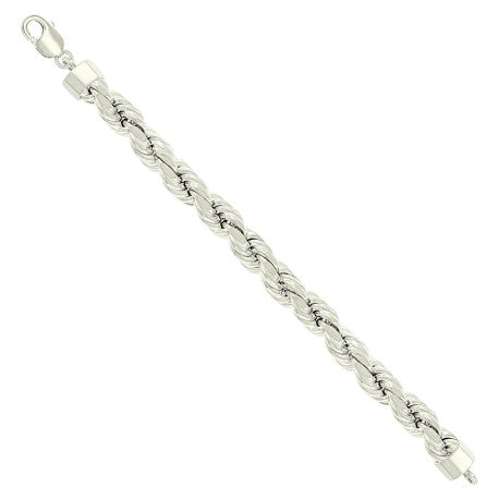 925 Sterling Silver Hollow Rope Chain Silver 230 12mm