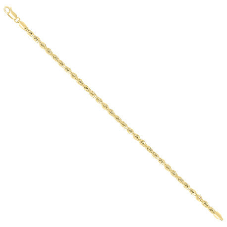 925 Sterling Silver Hollow Rope Chain Yellow 070 3.5mm