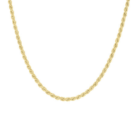 925 Sterling Silver Hollow Rope Chain Yellow 070 3.5mm