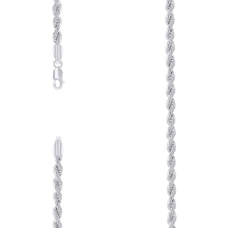 925 Sterling Silver Hollow Rope Chain Rhodium 060 3mm