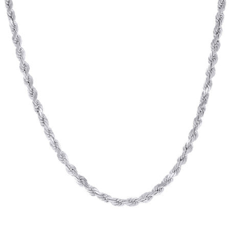 925 Sterling Silver Hollow Rope Chain Rhodium 060 3mm