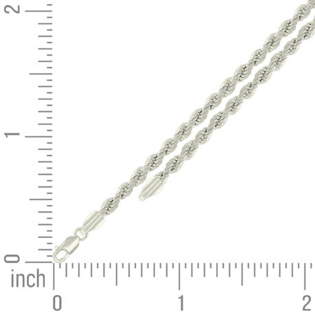 925 Sterling Silver Hollow Rope Chain Silver 060 3mm