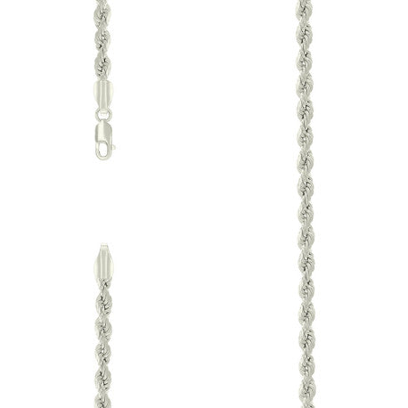 925 Sterling Silver Hollow Rope Chain Silver 060 3mm