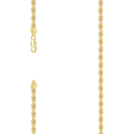 925 Sterling Silver Hollow Rope Chain Yellow 095 4.8mm