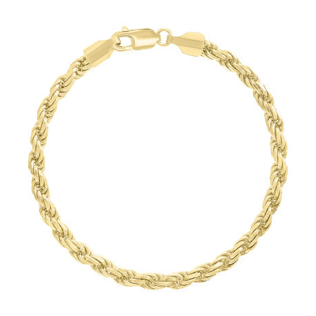 925 Sterling Silver Hollow Rope Chain Yellow 095 4.8mm