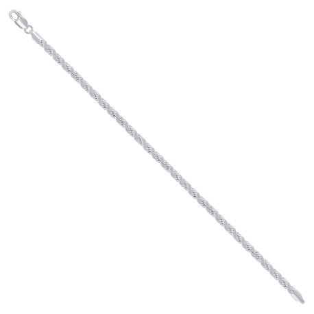 925 Sterling Silver Hollow Rope Chain Rhodium 080 4mm
