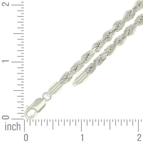 925 Sterling Silver Hollow Rope Chain Silver 080 4mm