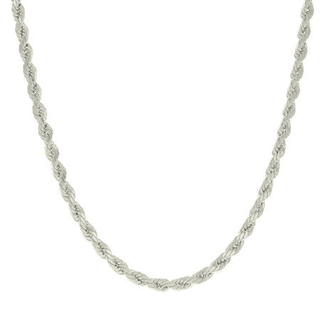 925 Sterling Silver Hollow Rope Chain Silver 080 4mm