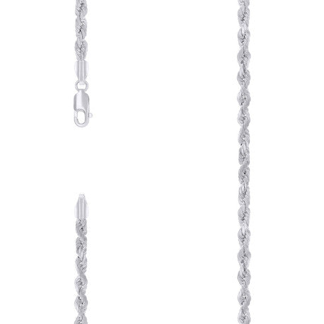 925 Sterling Silver Hollow Rope Chain Rhodium 080 4mm