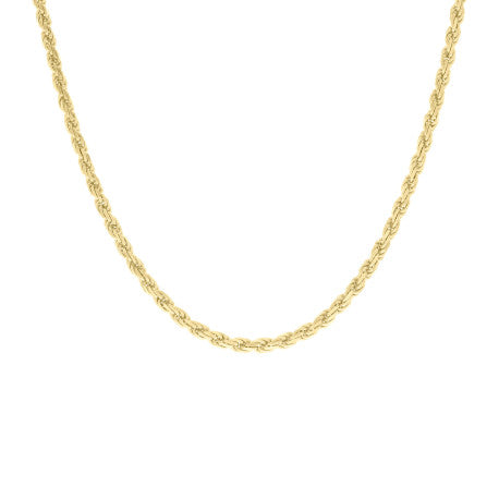 925 Sterling Silver Hollow Rope Chain Yellow 080 4mm
