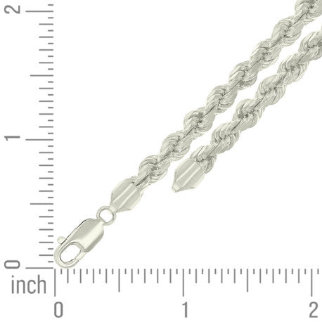 925 Sterling Silver Hollow Rope Chain Silver 120 5.3mm