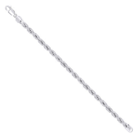 925 Sterling Silver Hollow Rope Chain Rhodium 120 5.3mm