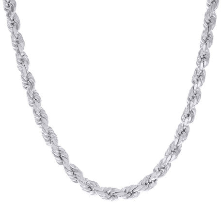 925 Sterling Silver Hollow Rope Chain Rhodium 120 5.3mm