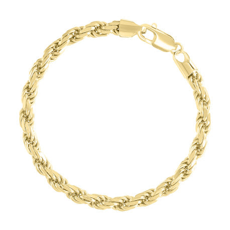 925 Sterling Silver Hollow Rope Chain Yellow 120 5.3mm