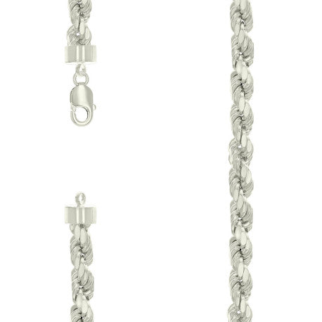 925 Sterling Silver Hollow Rope Chain Silver 170 8.2mm
