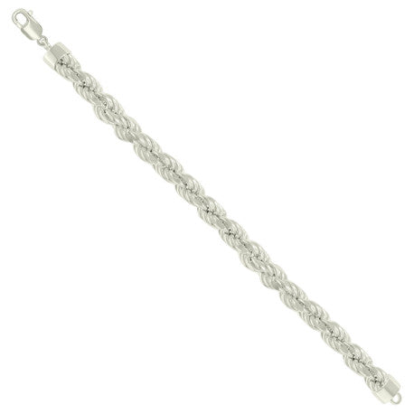 925 Sterling Silver Hollow Rope Chain Silver 170 8.2mm