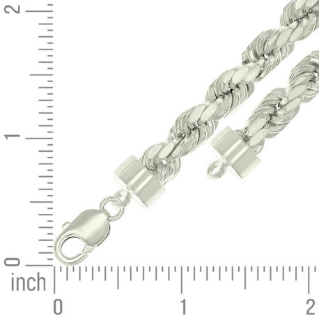 925 Sterling Silver Hollow Rope Chain Silver 170 8.2mm