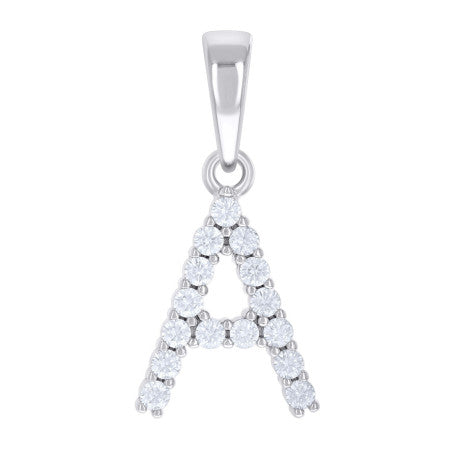 925 Silver Initial Letter "A" Pendant Moissanite C