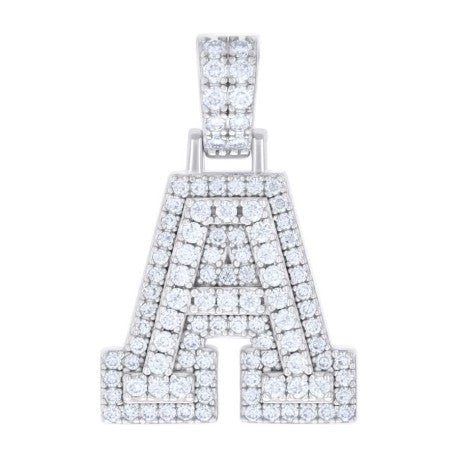 925 Silver Initial Letter "A" Pendant Moissanite C